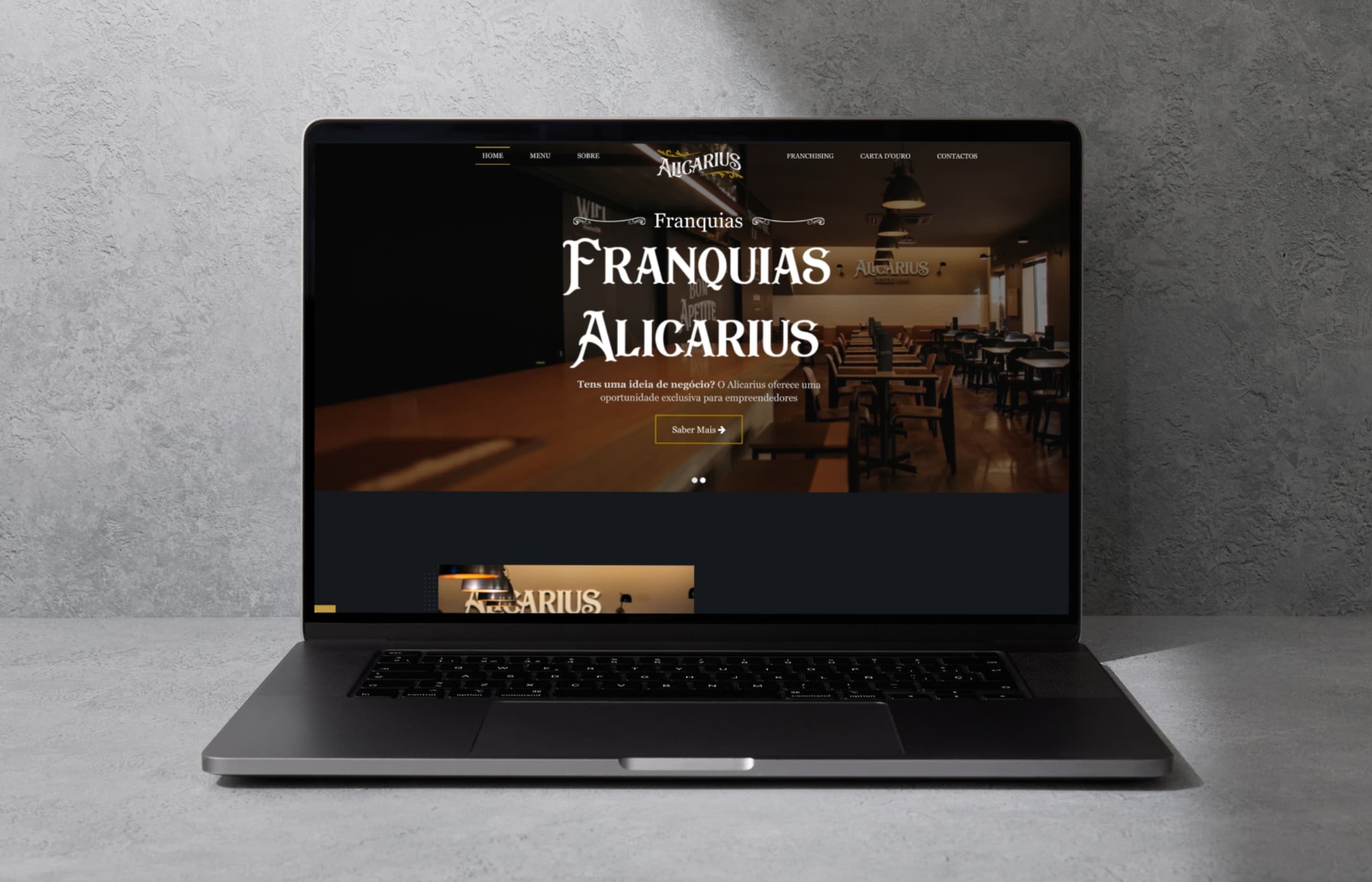 Alicarius, páginas do website do restaurante