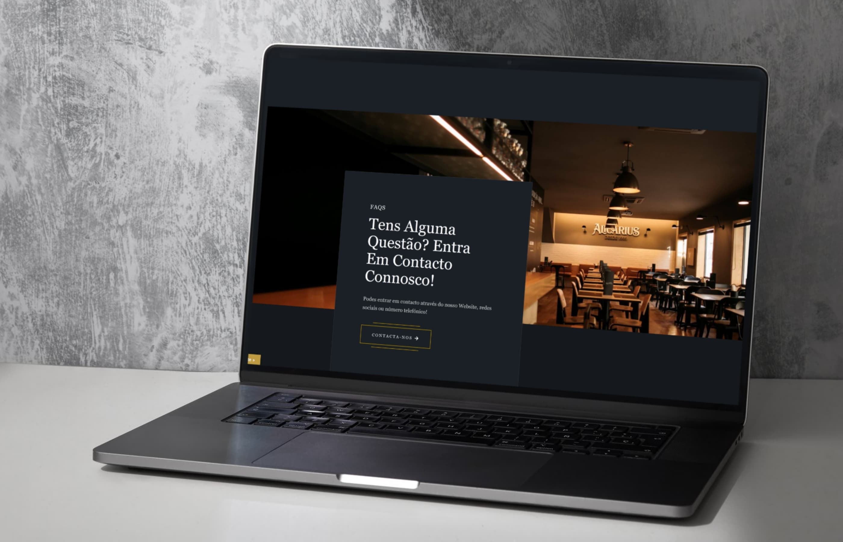 Alicarius, conteúdo visual do site do restaurante