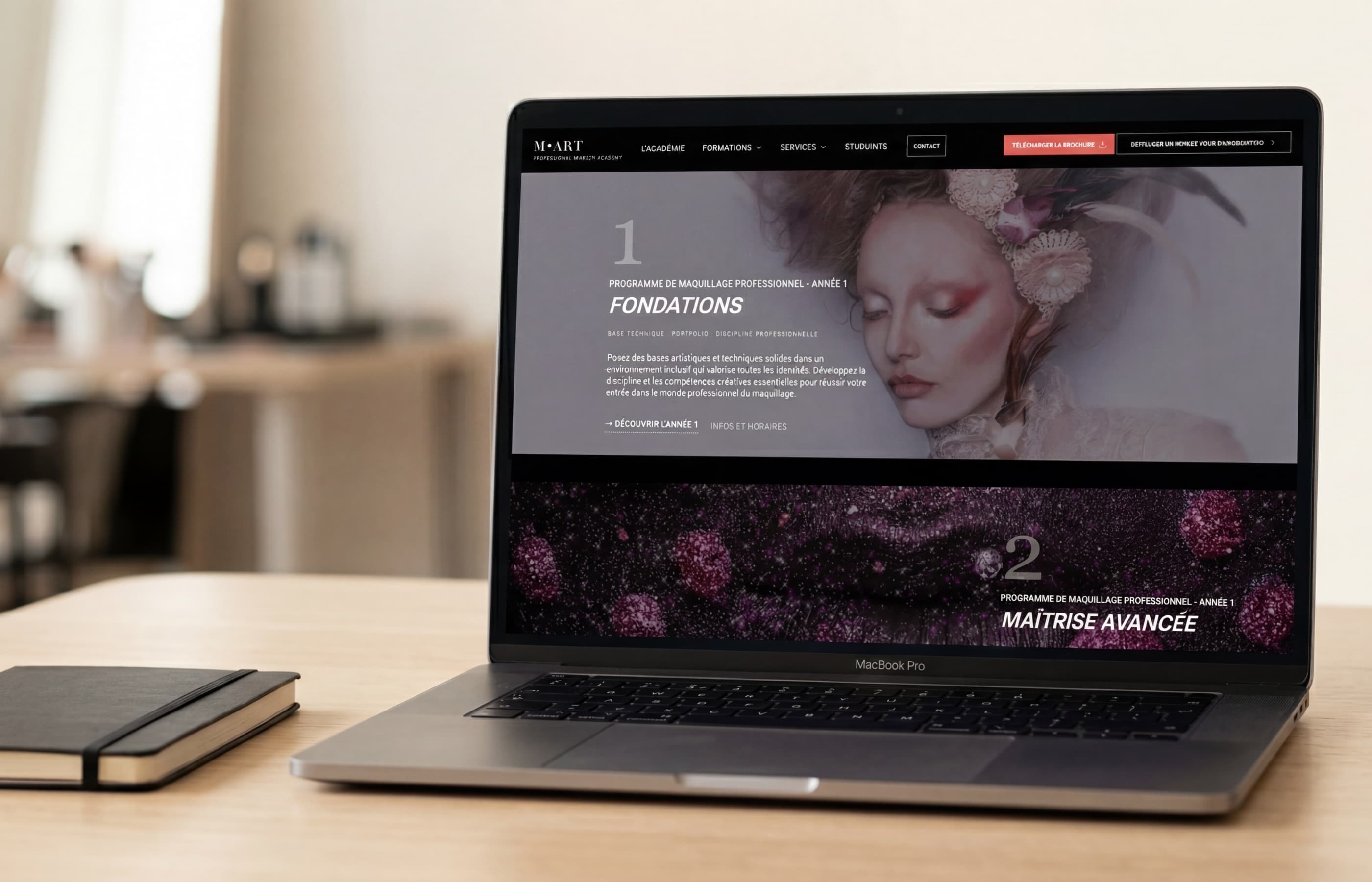 M-Art Academy, website editorial em dispositivos